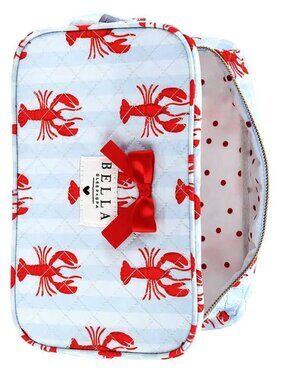 Bella Sleep and Spa Quilted Cosmetic Bag with Lobster print